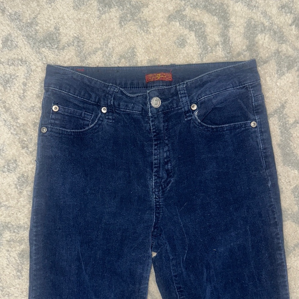 Girls 7 For All Man Kind dark blue jean/light cord feel pants. Exc condition!